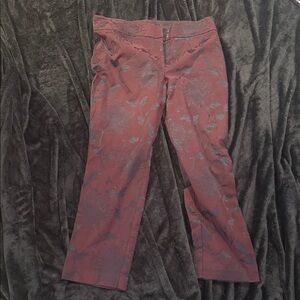 Ann Taylor Factory Burgundy Floral Flare Pants